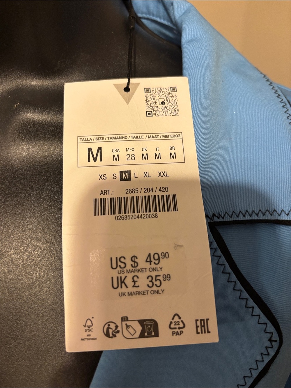 Zara Light Blue Button-Front Trench - Picture 2 of 2